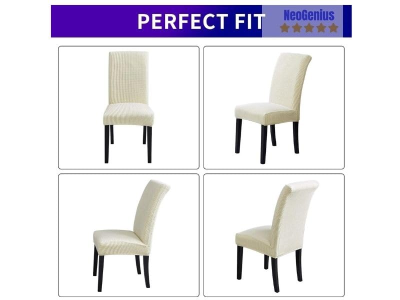 NeoGenius Premium Elegant Dining Room Chair Covers, Slipcovers Set of 4, Spandex Super Fit Stretch Removable Washable Chair Covers, Protector - Image 4