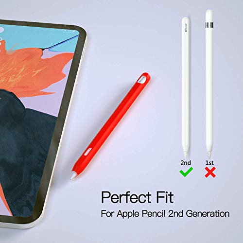 OJOS Sleeve Cover Compatible with Apple Pencil 2nd Generation, Grip Skin Case Accessories Compatible with iPad Pencil 2 Gen with Nib Cap- Red - Image 3