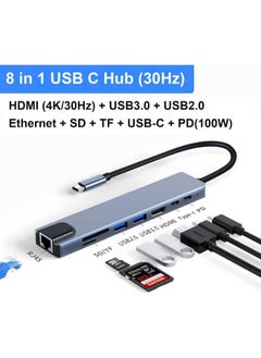 Generic USB C Hub Docking Station, Azhizco 8 in 1 USB C Dongle with 4K HDMI, RJ45 Ethernet, 87W PD, SD/TF Card Reader, 2 USB Ports, USB Type C Hub for MacBook Pro Air M1 Dell XPS Nintendo Switch  - Image 2