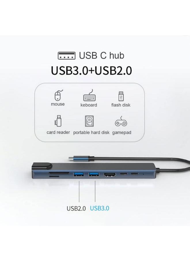 Generic - USB C Hub Docking Station, Azhizco 8 in 1 USB C Dongle with 4K HDMI, RJ45 Ethernet, 87W PD, SD/TF Card Reader, 2 USB Ports, USB Type C Hub for MacBook Pro Air M1 Dell XPS Nintendo Switch - Image 1