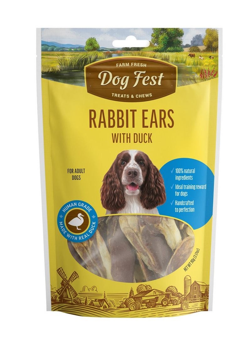 Dog Fest Rabbit Ears With Duck Treats For Adult Dogs 90G  - Image 1