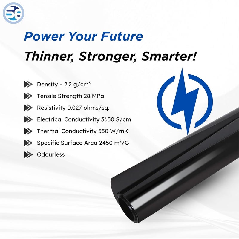 Shilpent Graphene Conductive Sheet (Dimension- 2x2)(Pack of 1)(Pack of 1)(Carbon Content: 97%)(Thickness- 25 micrometres)(Tensile strength: 30 MPa)(Sheet Resistance :2.8x 10-2 ohm/square) - Image 3