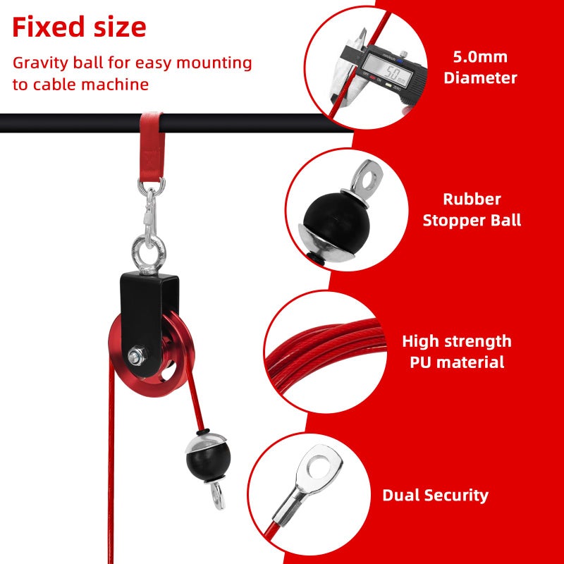 Topfinder Replacement Cables for Home Gym, Fitness Pulley Cable, Weight Machine Replacement Cable with Stopper Ball (Red Fixed Length, 98 inch) - Image 2