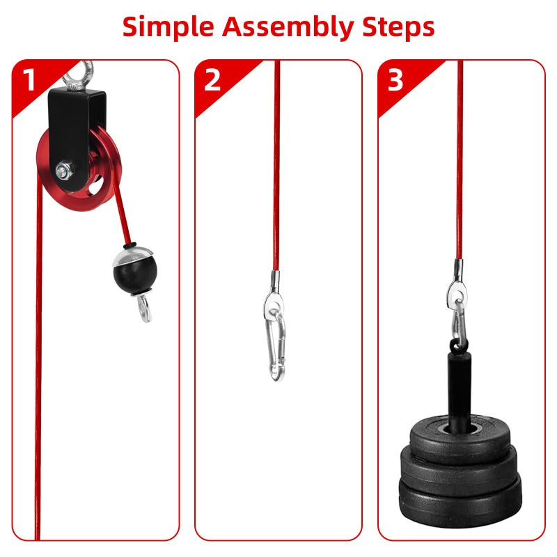 Topfinder Replacement Cables for Home Gym, Fitness Pulley Cable, Weight Machine Replacement Cable with Stopper Ball (Red Fixed Length, 98 inch) - Image 5