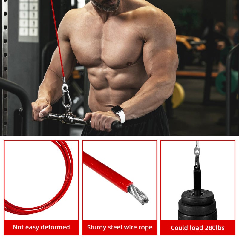 Topfinder Replacement Cables for Home Gym, Fitness Pulley Cable, Weight Machine Replacement Cable with Stopper Ball (Red Fixed Length, 98 inch) - Image 3