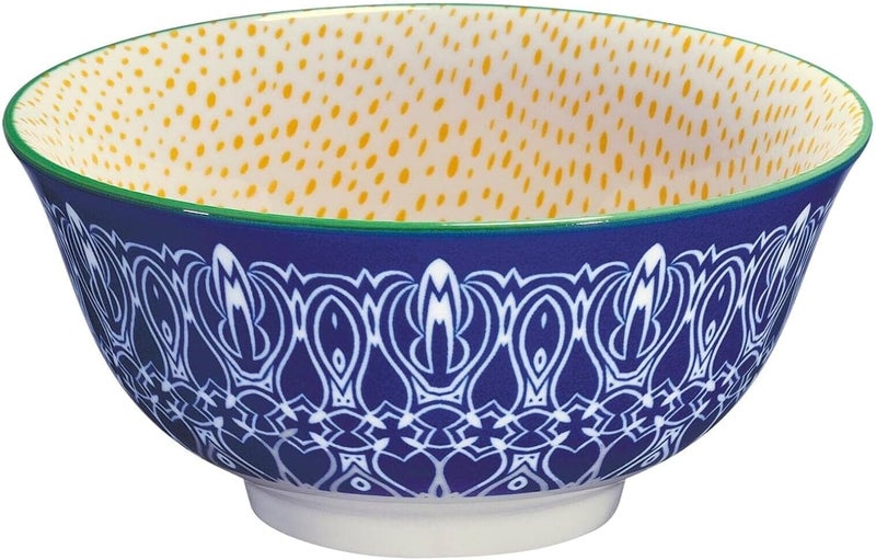Cilio Amici Decorated Porcelain Bowl, 17 Ounce Capacity, 6" D x 2.75" H, Set of 6, Fishes Pattern - Image 1
