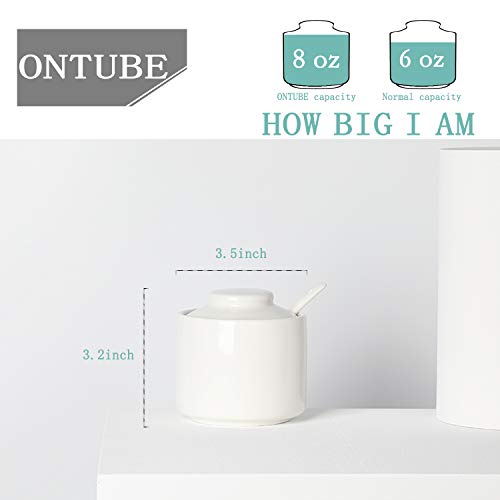 ONTUBE Ceramic Sugar Bowl with Lid and Spoon,Porcelain Seasoning Box Salt Bowl,8oz - Image 2