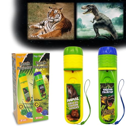 Pup Go 2 in 1 Dinosaur & Animal Torch and Projector Toy for Kids Ages 3 4 5 6 7 Years Old, Educational Learning Toys with 6 Discs 48 Images, Bedtime Night Light for Boys Girls Children (Dino+Animal) - Image 1