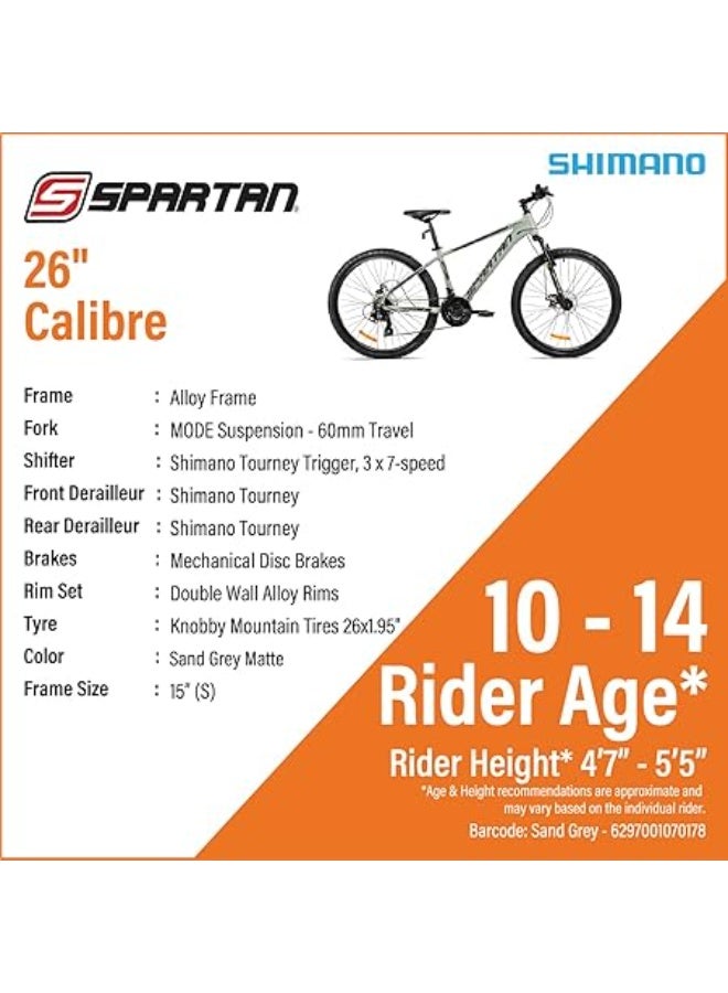 Spartan Spartan 26″ Calibre Hardtail MTB Sand Grey – Alloy Frame, 21‑Speed & Disc Brakes  - Image 3
