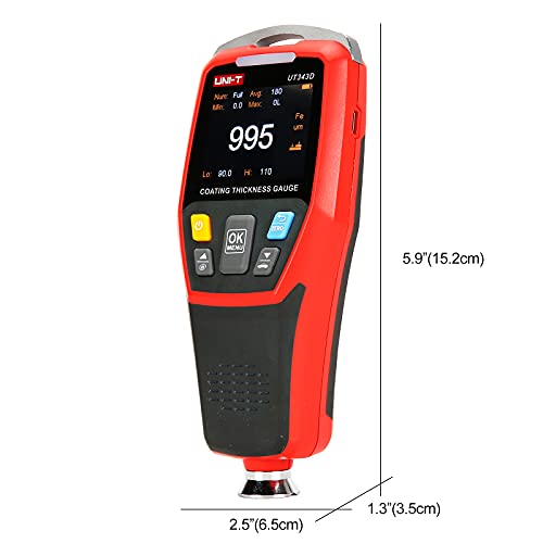 UNI-T Coating Thickness Gauge UT343D, Automotive Coating Paint Thickness Tester, Car Painting Depth Gauge for Used Car Buyer, Resolution 0.1um, F/NF Automatic Detection, um/mil, Auto Off - Image 5