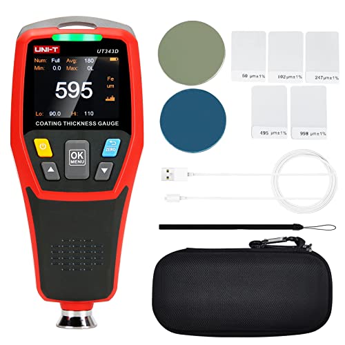 UNI-T Coating Thickness Gauge UT343D, Automotive Coating Paint Thickness Tester, Car Painting Depth Gauge for Used Car Buyer, Resolution 0.1um, F/NF Automatic Detection, um/mil, Auto Off - Image 1