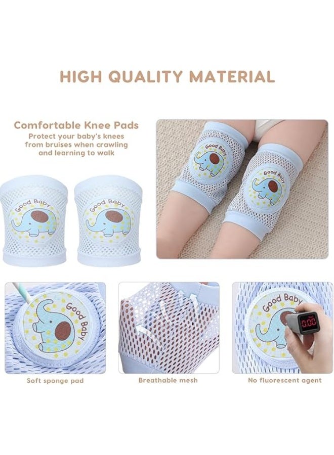 JOGAMS 4 Pairs Baby Knee Pads for Crawling Breathable Summer Baby Crawling Knee Pads Anti Slip Adjustable Knee Pads High Elastic Soft Baby Knee Protectors Leg Warmers for Baby Toddler Girls Boys - Image 2