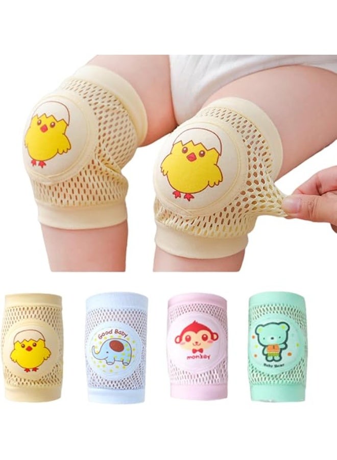 JOGAMS 4 Pairs Baby Knee Pads for Crawling Breathable Summer Baby Crawling Knee Pads Anti Slip Adjustable Knee Pads High Elastic Soft Baby Knee Protectors Leg Warmers for Baby Toddler Girls Boys - Image 1