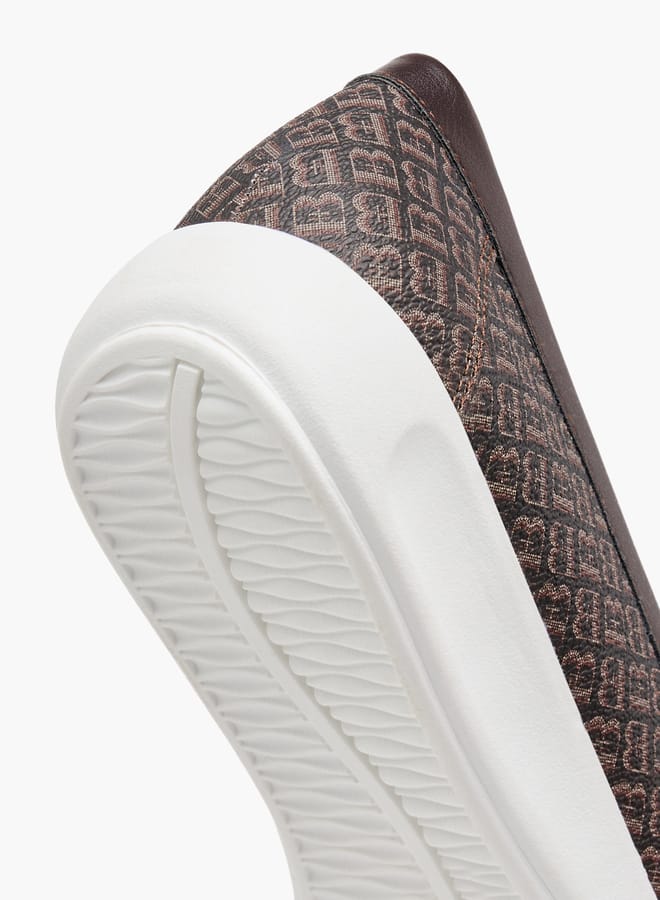 Flora Bella By Shoexpress Women Monogram Print Slip-On Loafers  - Image 4