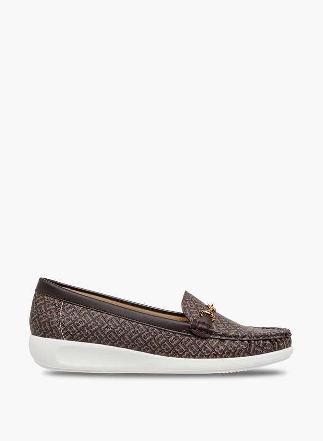 Flora Bella By Shoexpress Women Monogram Print Slip-On Loafers  - Image 3
