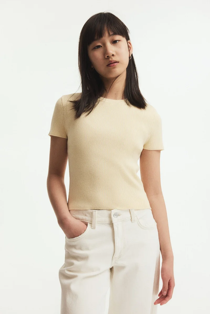 H&M Short rib-knit top