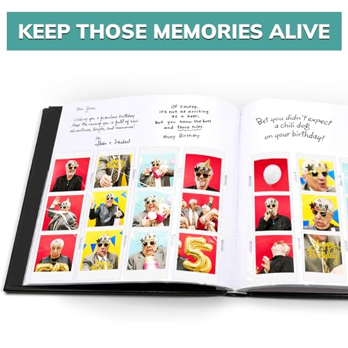 pbf PHOTO BOOTH FRAMES PBF (1 Pack) Photo Booth Album, Guest Book with 2x6 Clear Picture Inserts, Black Cover with Plastic Sleeves & White Pages, Scrapbook Album for Photo Strips, Memory Book, Wedding, and Baby Showers - Image 3