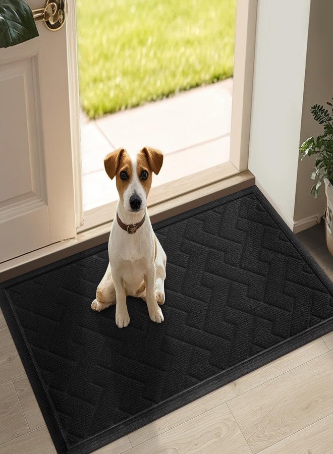 LEKEEPGO Door Mat Outside Entrance, Absorbent Indoor Outdoor Front Door Mats, Muddy Dirt Resist Outdoor Doormat, Non Slip Backing Low Profile Entryway Entry Floor Welcome Mat, 31.5"x47", Black - Image 2