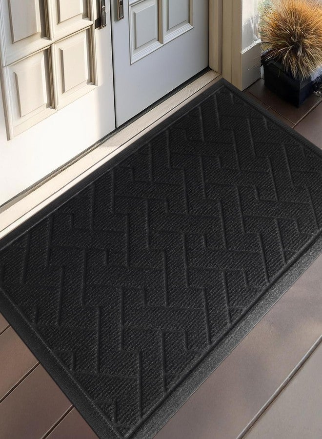 LEKEEPGO Door Mat Outside Entrance, Absorbent Indoor Outdoor Front Door Mats, Muddy Dirt Resist Outdoor Doormat, Non Slip Backing Low Profile Entryway Entry Floor Welcome Mat, 31.5"x47", Black - Image 1