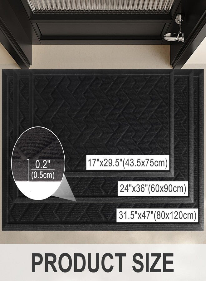 LEKEEPGO Door Mat Outside Entrance, Absorbent Indoor Outdoor Front Door Mats, Muddy Dirt Resist Outdoor Doormat, Non Slip Backing Low Profile Entryway Entry Floor Welcome Mat, 31.5"x47", Black - Image 3
