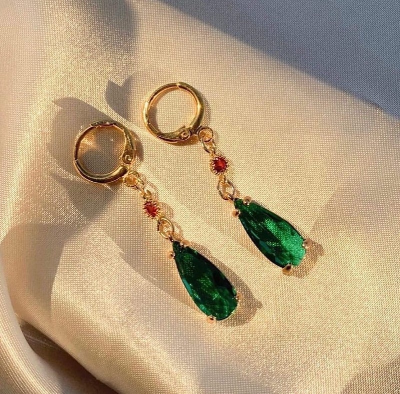 Anime Howls Castle Crystal Drop Earrings for Women Ear button C- 14 Ear button C- 14