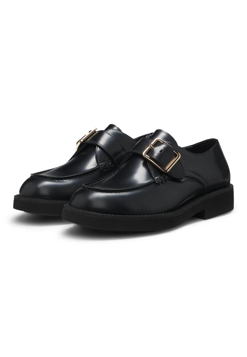 BOSS Leather monk shoes with buckled strap