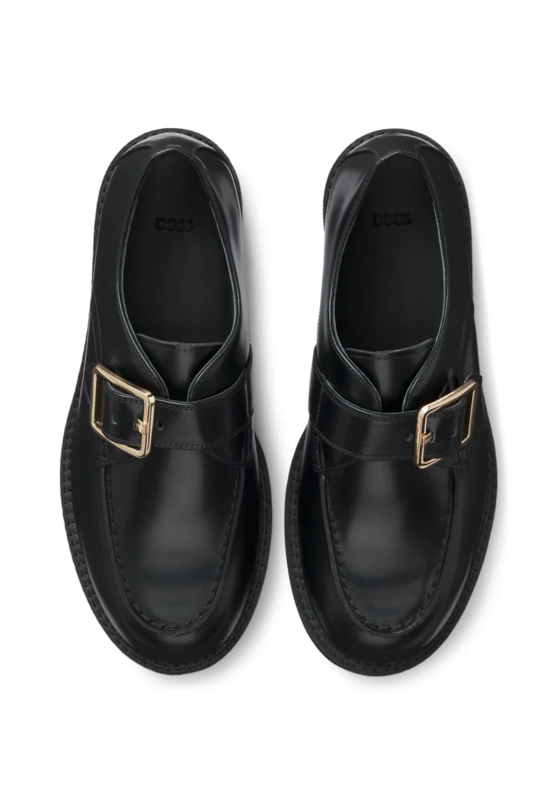 BOSS Leather monk shoes with buckled strap
