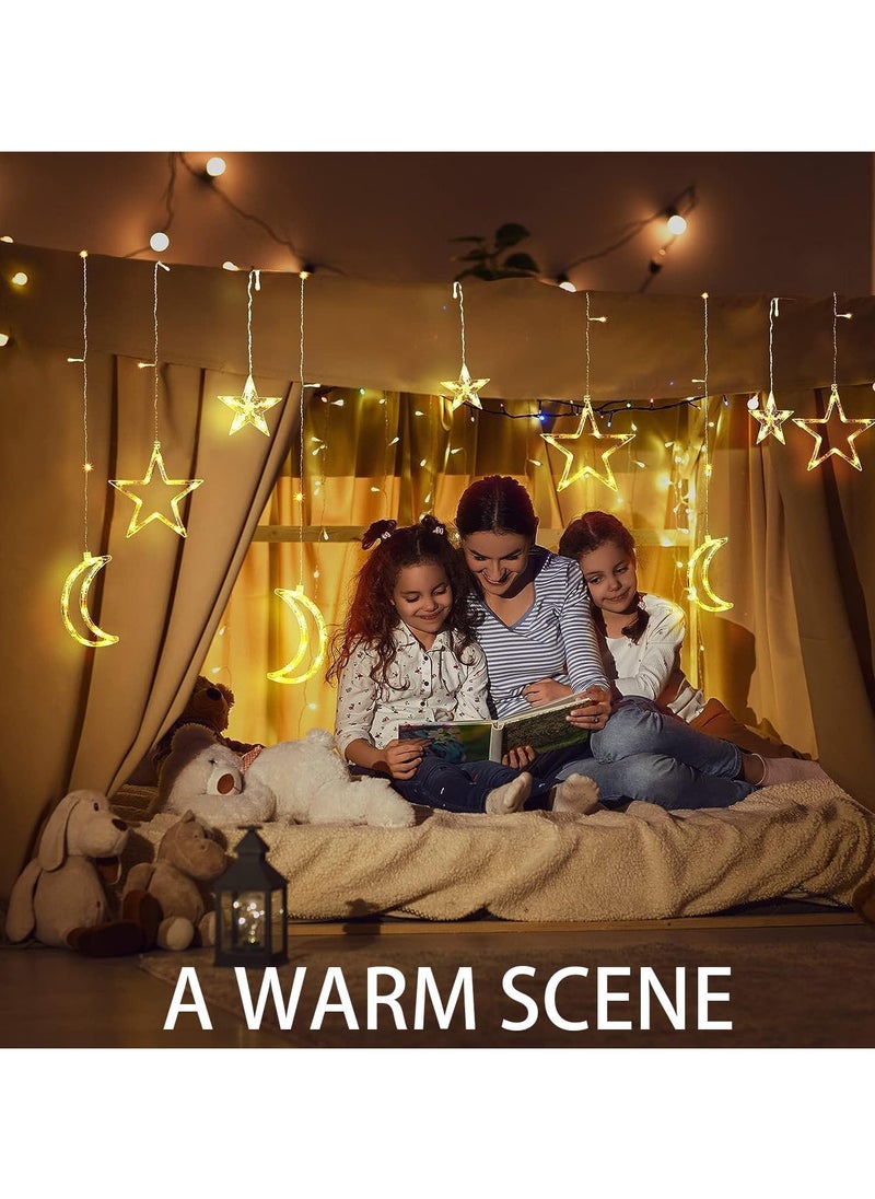 Generic Ramadan Decorations 3.5M Curtain Lights, Stars and Moon Window Ramadan Lights 8 Modes USB and Battery Powered  - Image 2
