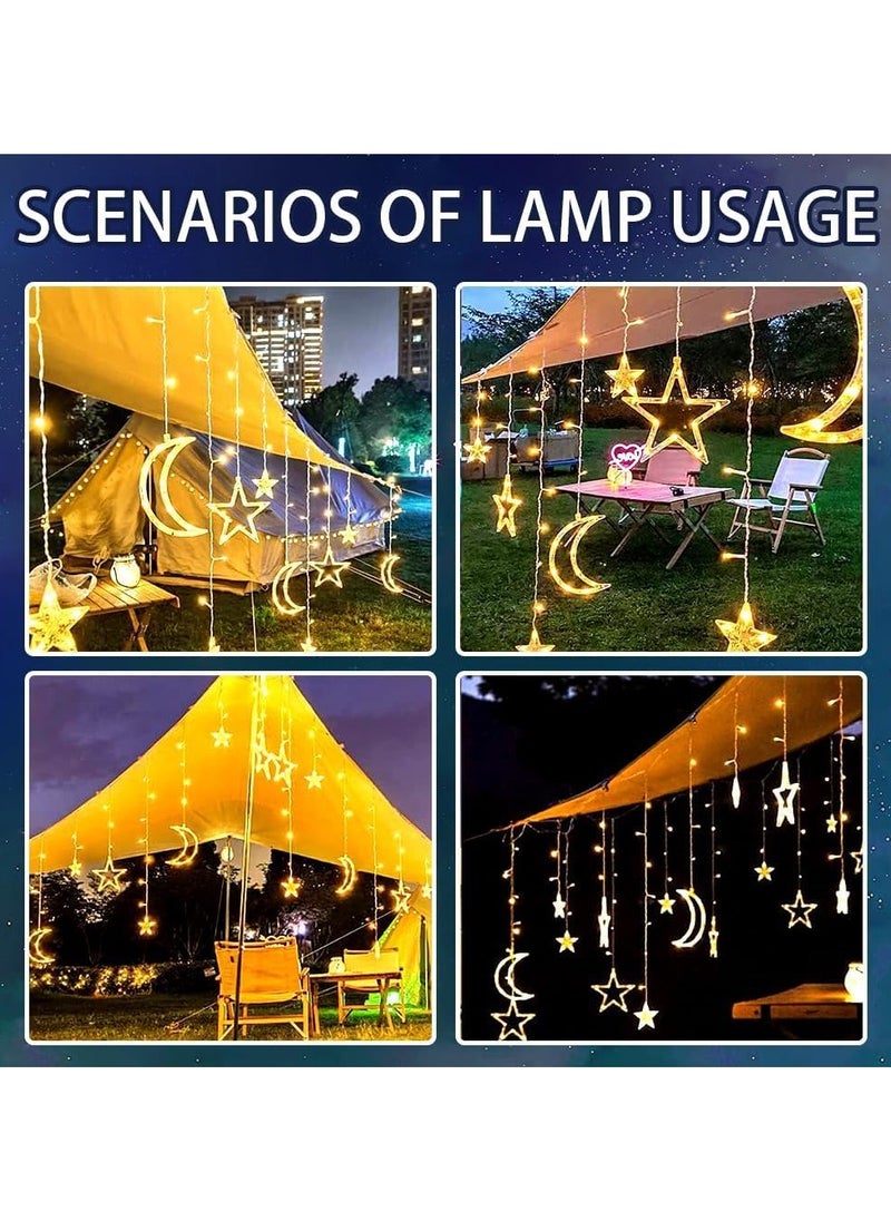 Generic Ramadan Decorations 3.5M Curtain Lights, Stars and Moon Window Ramadan Lights 8 Modes USB and Battery Powered  - Image 5