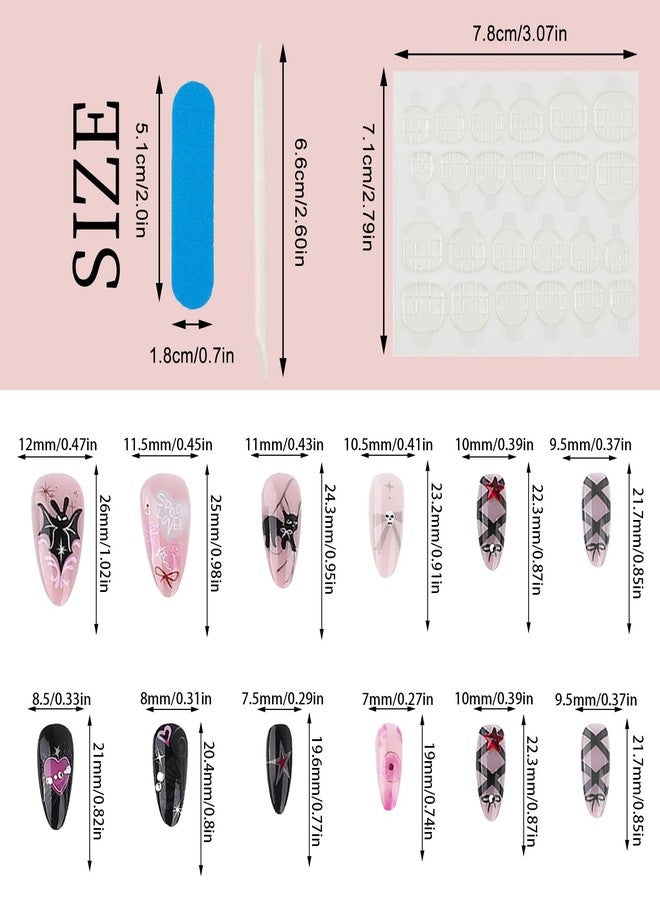 NICENEEDED 24 PCS Halloween Fake Nails, Medium False Nails Almond Press on Nails with Spiders, Punk Artificial Nails Full Cover Stick on Nails for Women - Image 2