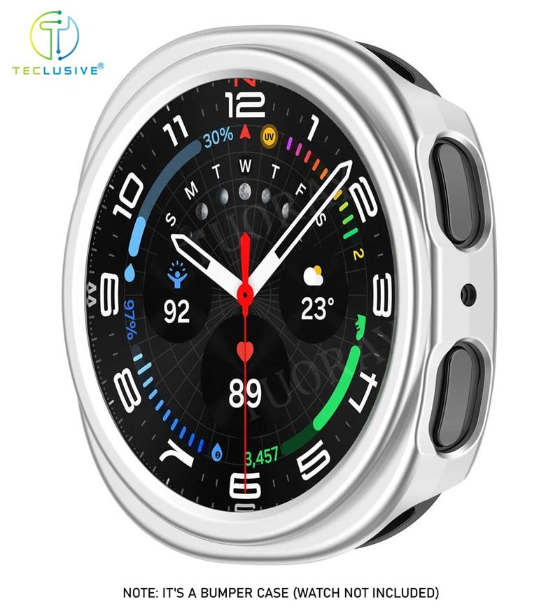 T Teclusive Protective Slim Bumper Case Compatible for Galaxy Watch 8 40mm | Curved Hard Shell Bumper Side Edge Protection Cover for Watch 8 4.0 cm (Silver, 40mm) - Image 3