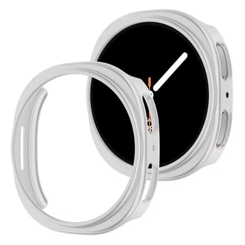 T Teclusive Protective Slim Bumper Case Compatible for Galaxy Watch 8 40mm | Curved Hard Shell Bumper Side Edge Protection Cover for Watch 8 4.0 cm (Silver, 40mm) - Image 1