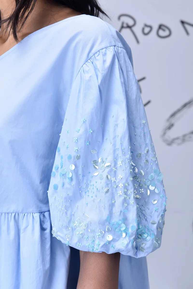 Genes Lecoanet Hemant Sequinscape Peplum Relax Fit Top