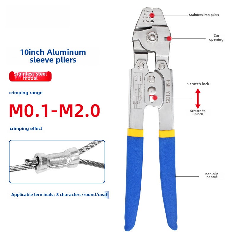 8-Shaped Aluminum Sleeve Pliers, Wire Rope, Aluminum Bundle, Aluminum Chuck, Aluminum Buckle, Wire Cutting Crimping Pliers, Anchor Hook, Sea Fishing Line Pliers(FSH-Y10S) - Image 1