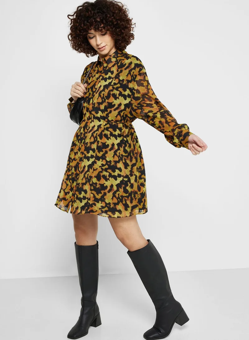TOPSHOP Printed Shirt Mini Dress