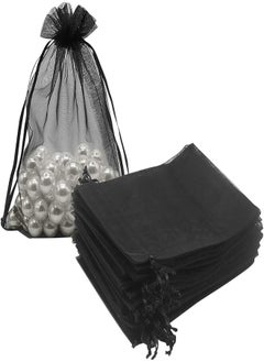HRX Package HRX Package Black Organza Bags 5x7 inch 100pcs, Mesh Candy Bags Jewelry Pouches Drawstring Empty Sachet for Present Wedding Giveaways 