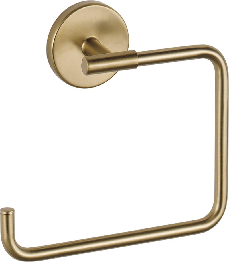 Delta Trinsic (1-Pack) Hand Towel Holder Champagne Bronze Towel Racks for Bathroom Wall Square Towel Ring Holder for Bath Towel Hanger for Kitchen, Bathroom Accessories 759460-CZ - Image 1