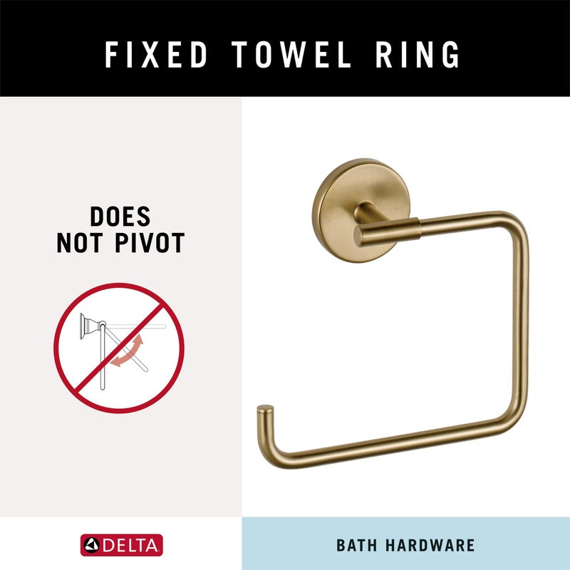 Delta Trinsic (1-Pack) Hand Towel Holder Champagne Bronze Towel Racks for Bathroom Wall Square Towel Ring Holder for Bath Towel Hanger for Kitchen, Bathroom Accessories 759460-CZ - Image 3