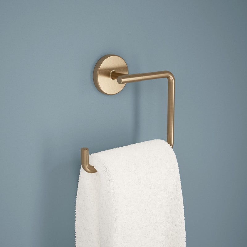 Delta Trinsic (1-Pack) Hand Towel Holder Champagne Bronze Towel Racks for Bathroom Wall Square Towel Ring Holder for Bath Towel Hanger for Kitchen, Bathroom Accessories 759460-CZ - Image 2