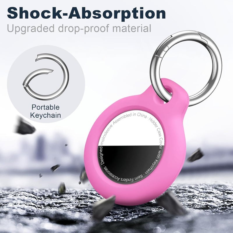 مجموعة MOLOSLEEVE 【4 قطع】 حامل Airtag حافظة Air Tag مع سلسلة مفاتيح، سلسلة مفاتيح Airtags مضادة للخدش لـ Apple Air Tags، إكسسوارات Airtag لمتتبع GPS، متعدد الألوان - Image 5