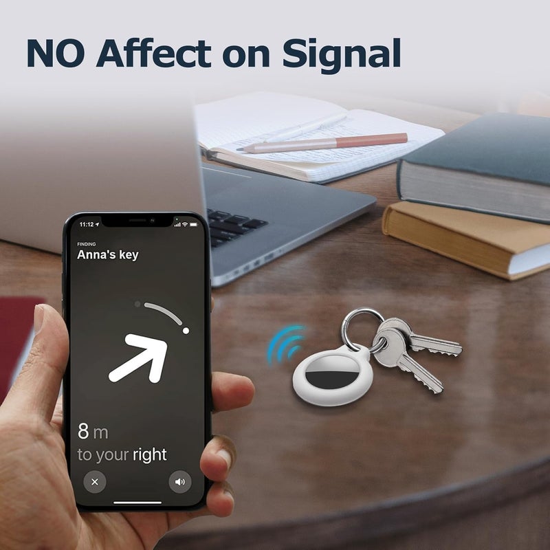 مجموعة MOLOSLEEVE 【4 قطع】 حامل Airtag حافظة Air Tag مع سلسلة مفاتيح، سلسلة مفاتيح Airtags مضادة للخدش لـ Apple Air Tags، إكسسوارات Airtag لمتتبع GPS، متعدد الألوان - Image 3