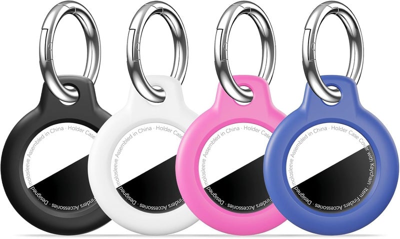 مجموعة MOLOSLEEVE 【4 قطع】 حامل Airtag حافظة Air Tag مع سلسلة مفاتيح، سلسلة مفاتيح Airtags مضادة للخدش لـ Apple Air Tags، إكسسوارات Airtag لمتتبع GPS، متعدد الألوان - Image 1
