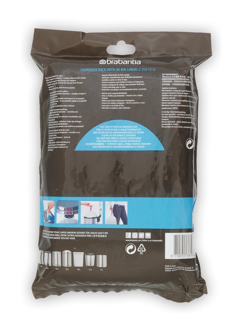 brabantia Brabantia Bin Liners, Size C, 10-12 L - 40 Bags  - Image 2