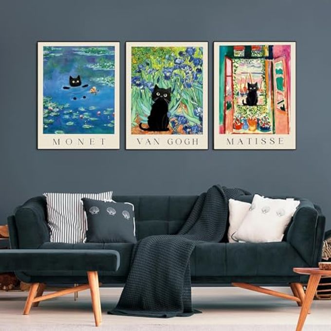 KICHANG 3 Pack Cat Diamond Art Kits for Adults Beginner,DIY Modern Diamond Painting 5D Round Full Drill Diamond Dots Gem Art Crafts with Tools,Funny Crafts for Home Wall Decor&Gift-12x16in - Image 2