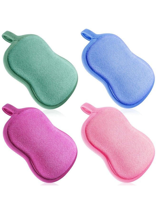 Tatuo 4 Pieces Baby Bath Sponge Cotton Baby Sponge Soft And Absorbent Sponge For Kids Babies Men Women (Red Purple Green Blue) - Image 2