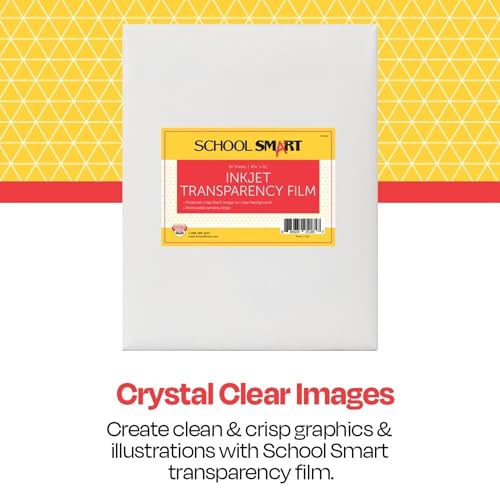School Smart فيلم شفافية مدرسي ذكي بتقنية نفث الحبر مع شريط استشعار، 8-1/2 × 11 بوصة، شفاف، عبوة من 50 - Image 2