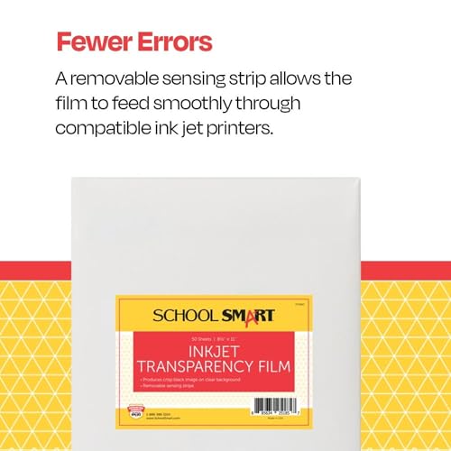School Smart فيلم شفافية مدرسي ذكي بتقنية نفث الحبر مع شريط استشعار، 8-1/2 × 11 بوصة، شفاف، عبوة من 50 - Image 5