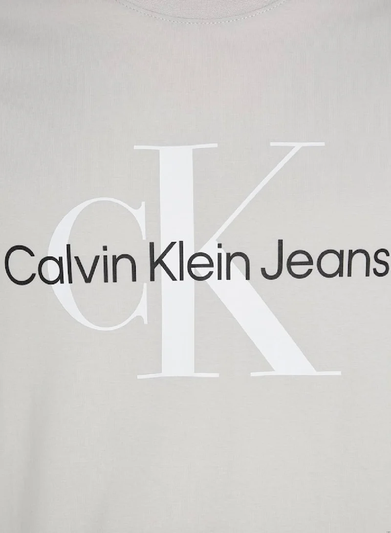 Calvin Klein Jeans Men's Slim Organic Cotton Logo T-Shirt -  cotton jersey, Grey