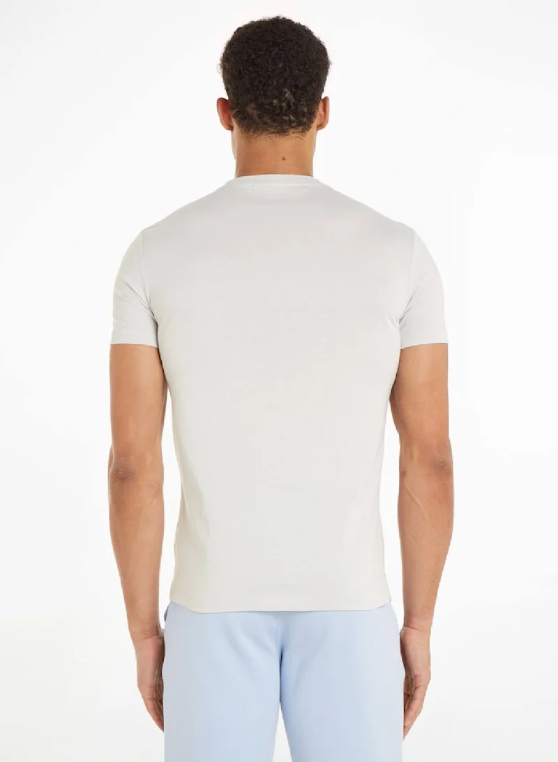 Calvin Klein Jeans Men's Slim Organic Cotton Logo T-Shirt -  cotton jersey, Grey