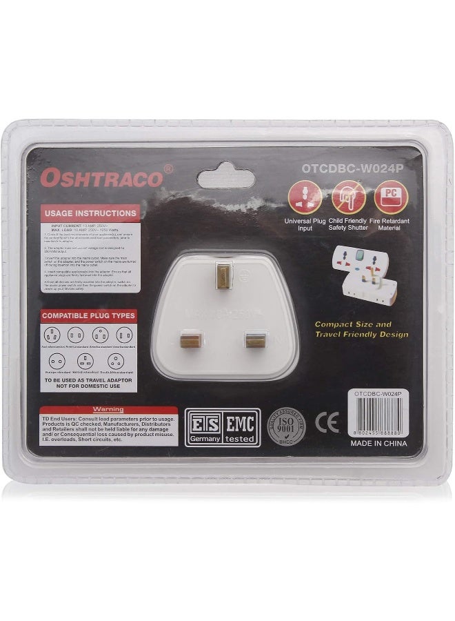 OSHTRACO مقبس عالمي متعدد المداخل 2 طريق، مع 2x مخرج 2 دبوس، ومفتاح رئيسي - Image 2